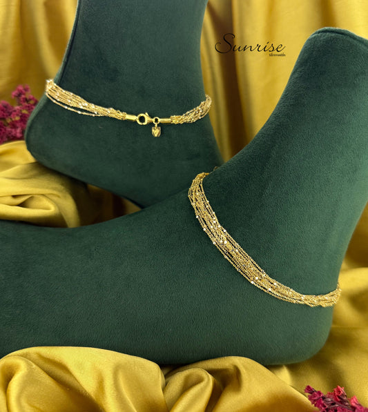 TEN LINE GOLD POLISH ANKLETS