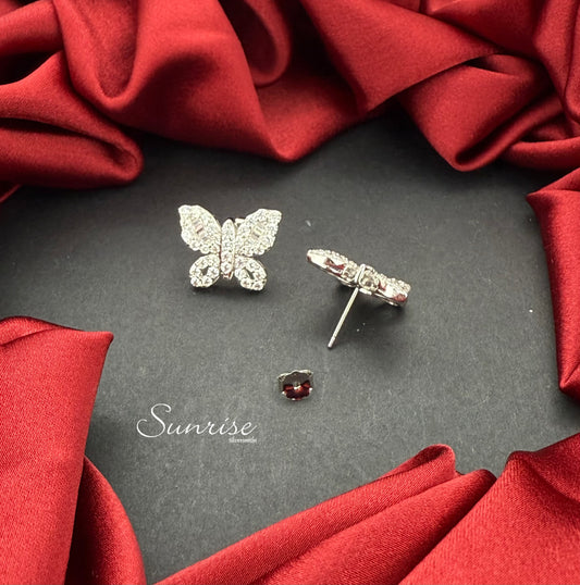 CZ BUTTERFLY SILVER  STUDS