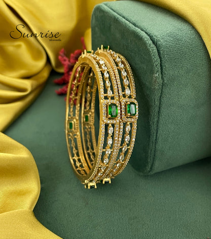 GOLD POLISHED CZ BANGLES