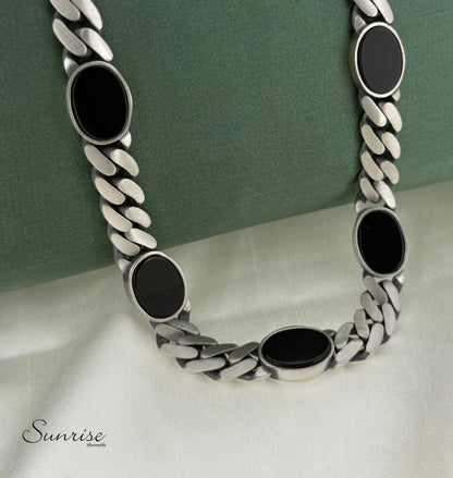 BLACK ONYX CUBAN CHAIN