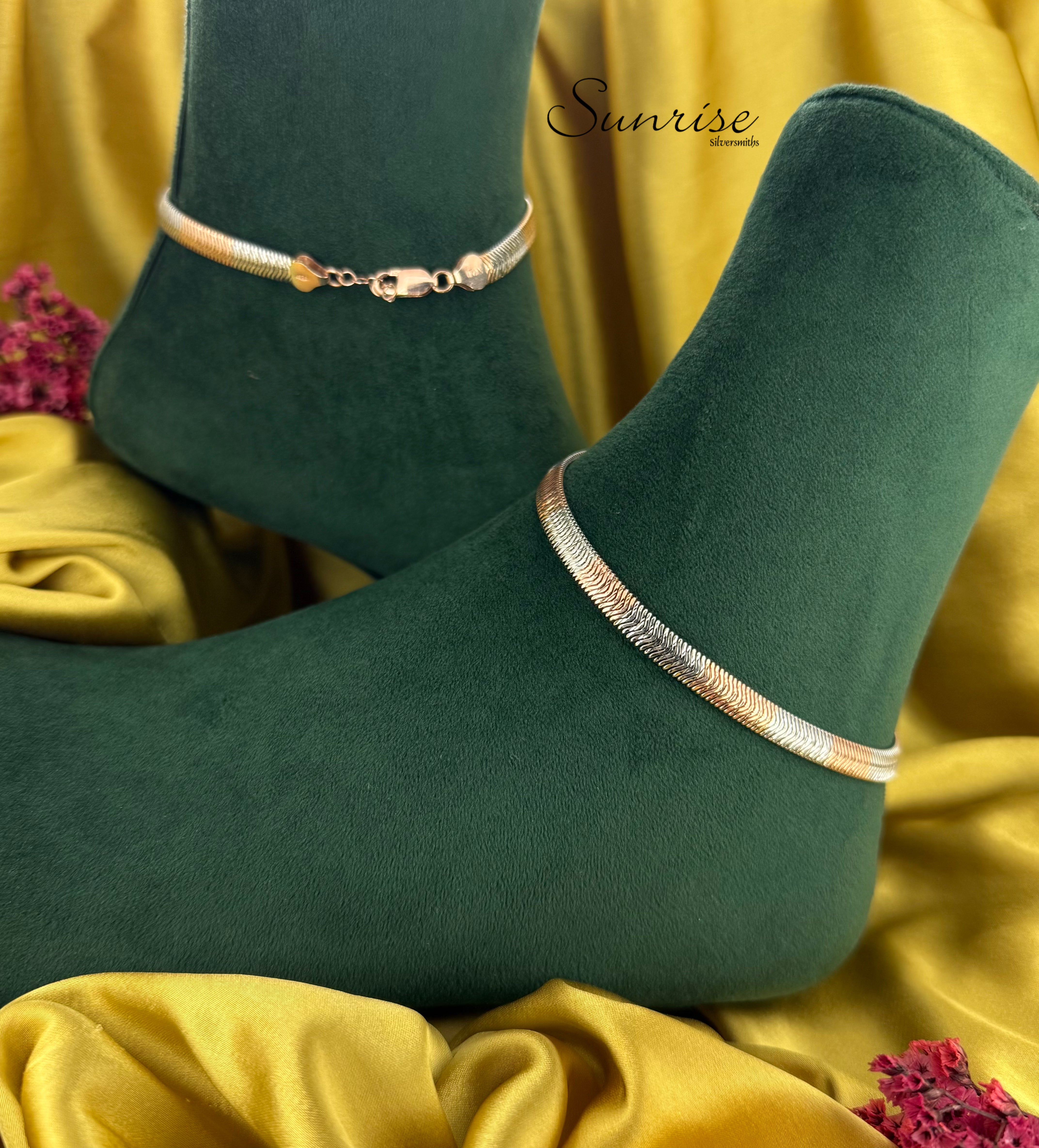 SNAKE TWO TONE ANKLETS – Sunrise Silversmiths