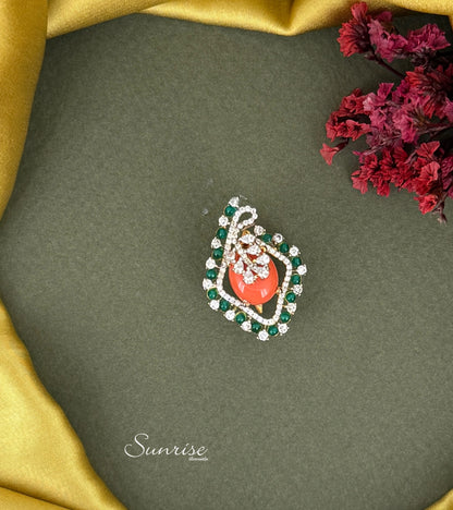 CORAL CZ PENDANT SET