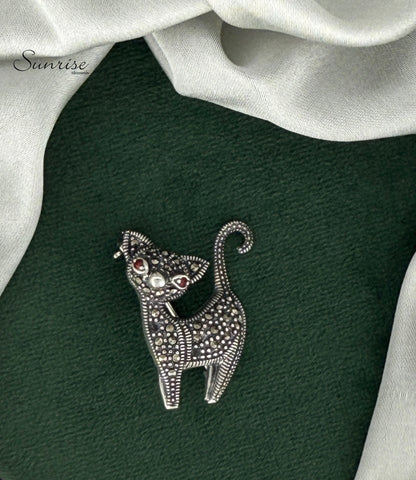 MARCASITE CAT BROOCH