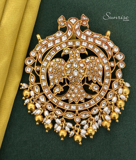GANDABERUNDA WHITE KUNDAN PENDANT