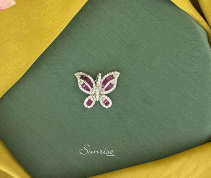 CZ PINK BUTTERFLY PENDANT SET