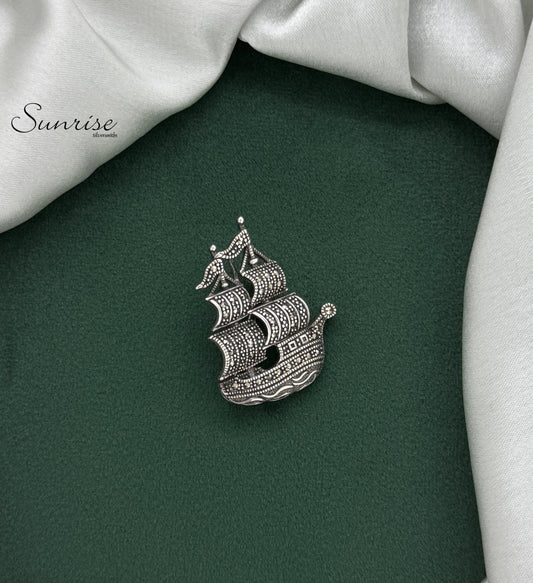 MARCASITE GALLEON BROOCH