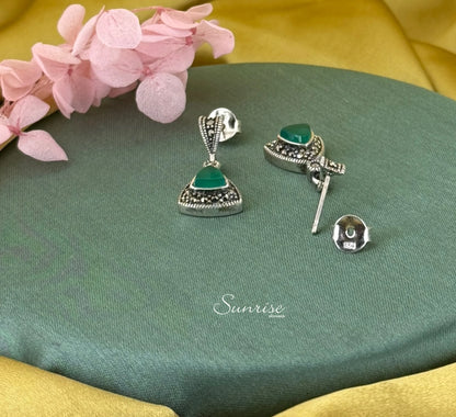 MARCASITE GREEN PENDANT SET