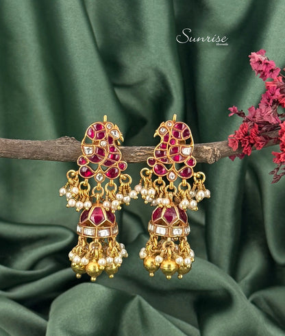PEACOCK KUNDAN JHUMKA