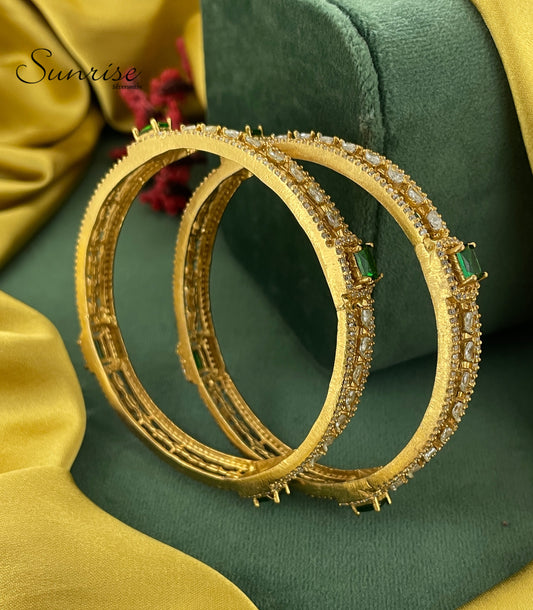 GOLD POLISHED CZ BANGLES