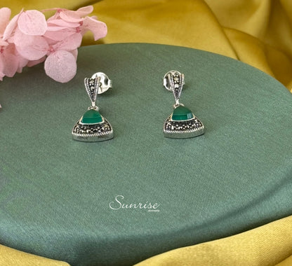 MARCASITE GREEN PENDANT SET