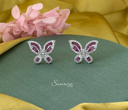 CZ PINK BUTTERFLY PENDANT SET