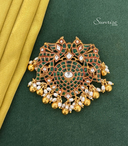 PEACOCK GREEN KUNDAN PENDANT