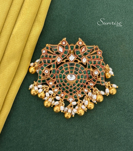 PEACOCK GREEN KUNDAN PENDANT