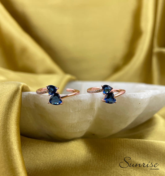 BLUE STONE ROSE GOLD TOE RINGS